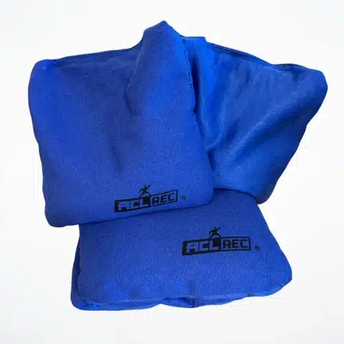 Blue cornhole bags Stick and Slide